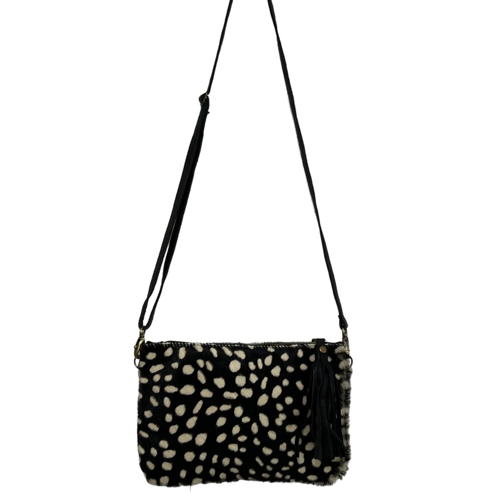 Seam Reap Cheetah Print Cowhide Leather Crossbody Clutch Bag